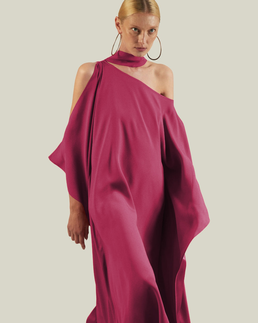 Women's Magenta Premium Fluid Crepe Kaftan