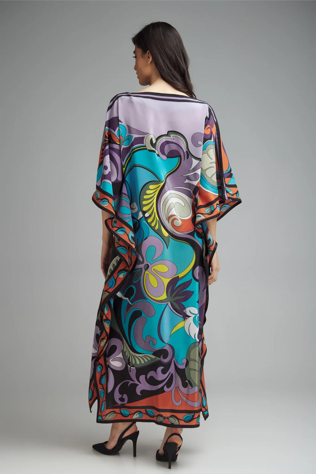 Women's Diamond Crepe Multi Color Kaftan - BlackBeads