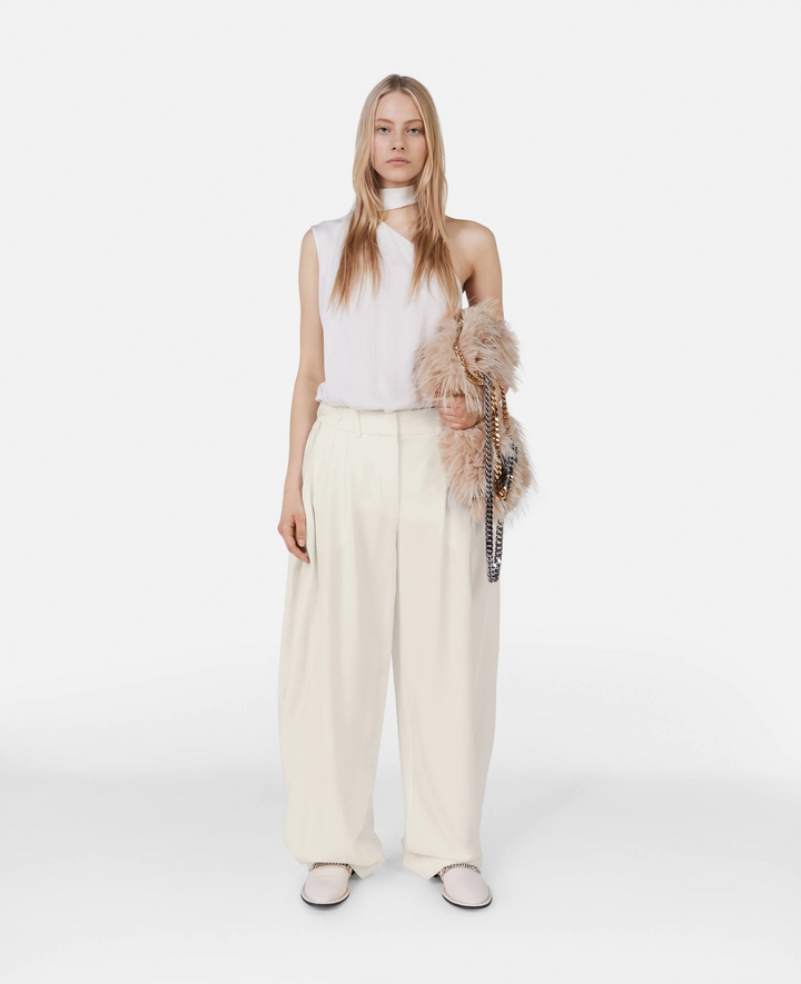 Women's White Italian Crepe Top Slub Luxe Pant Co-Ord Sets - BlackBeads