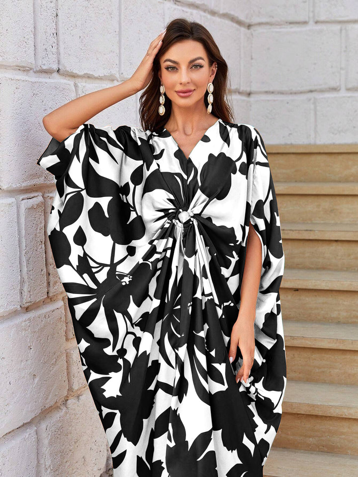 Women's Black Silk Kaftan - BlackBeads