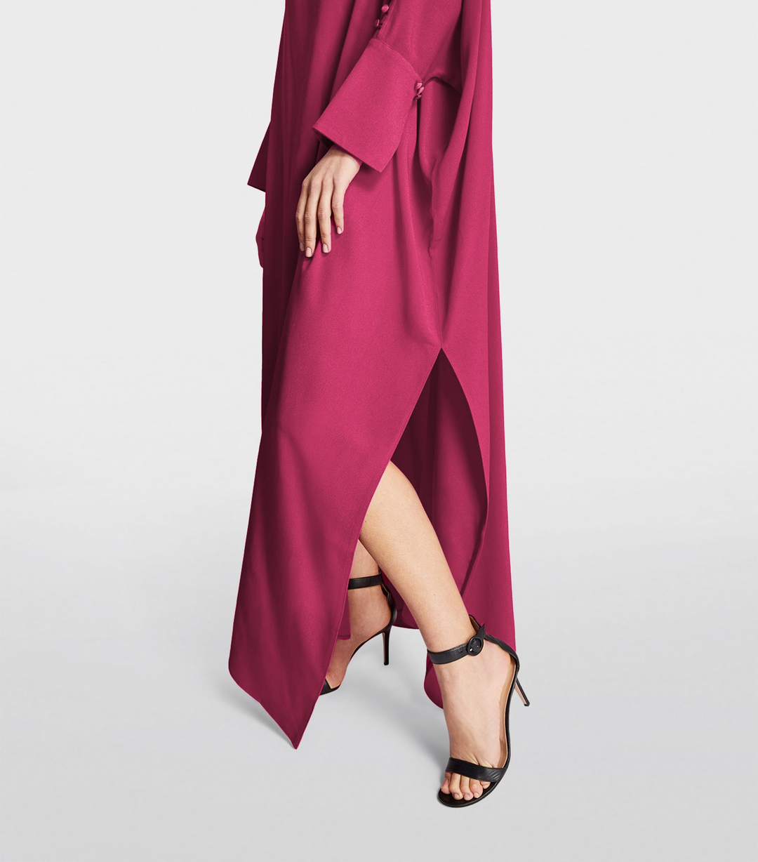 Women's Magenta Premium Fluid Crepe Kaftan - BlackBeads