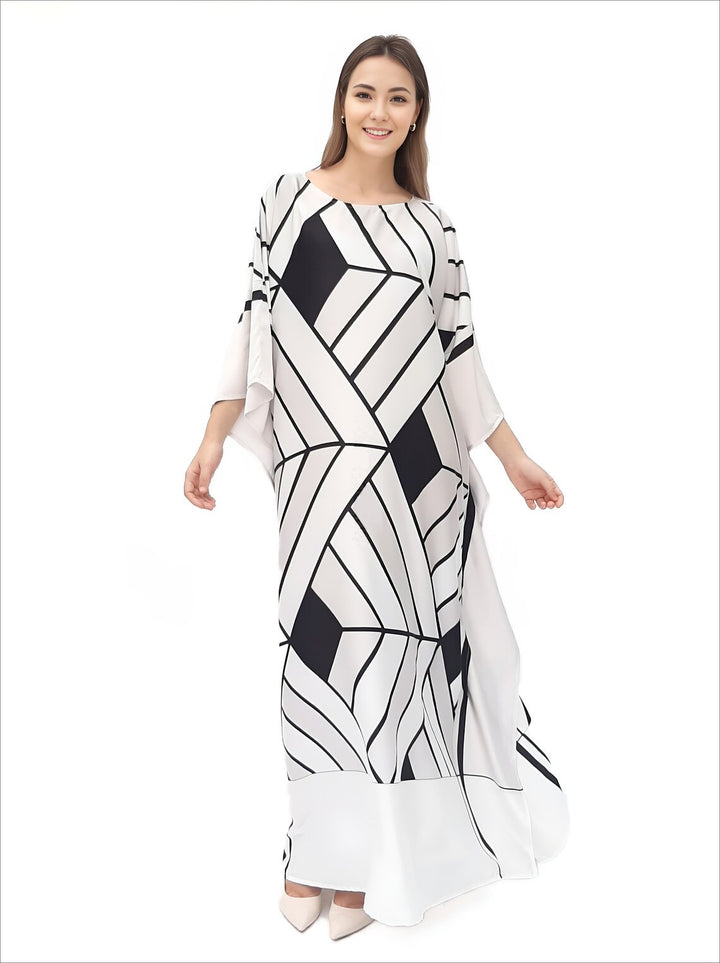 Women's White Satin Kaftans - BlackBeads