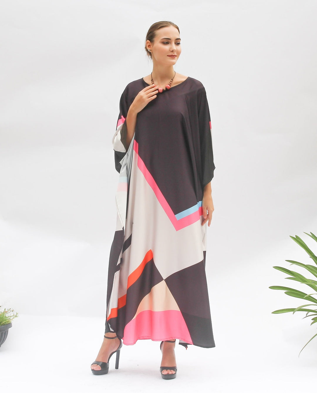 Women's Satin Silk Kaftans - BlackBeads