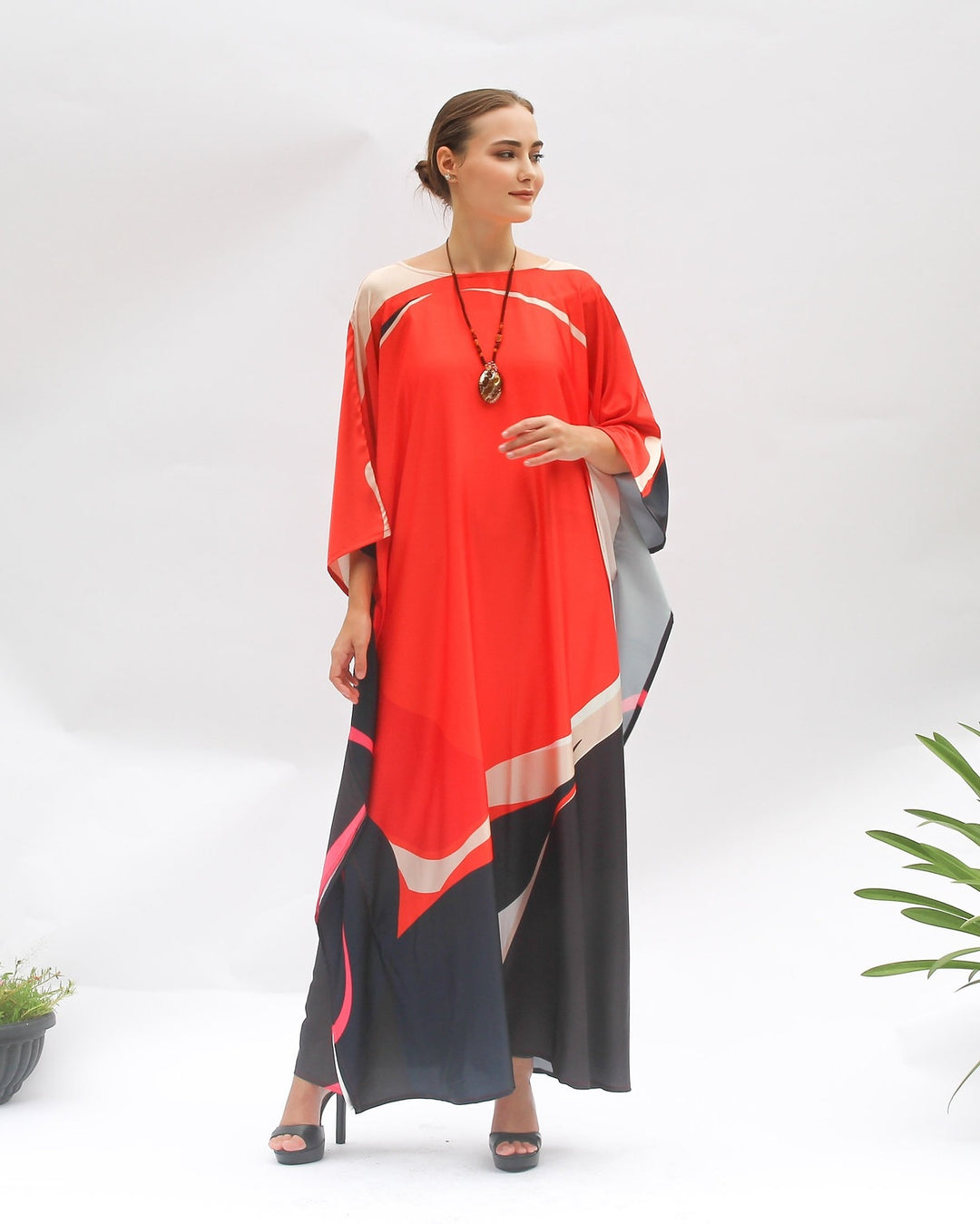 Women's Satin Silk Kaftans - BlackBeads