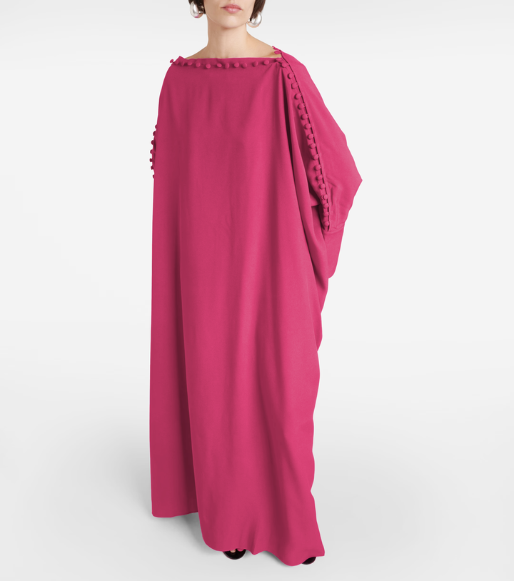 Women's Magenta Premium Fluid Crepe Kaftan - BlackBeads