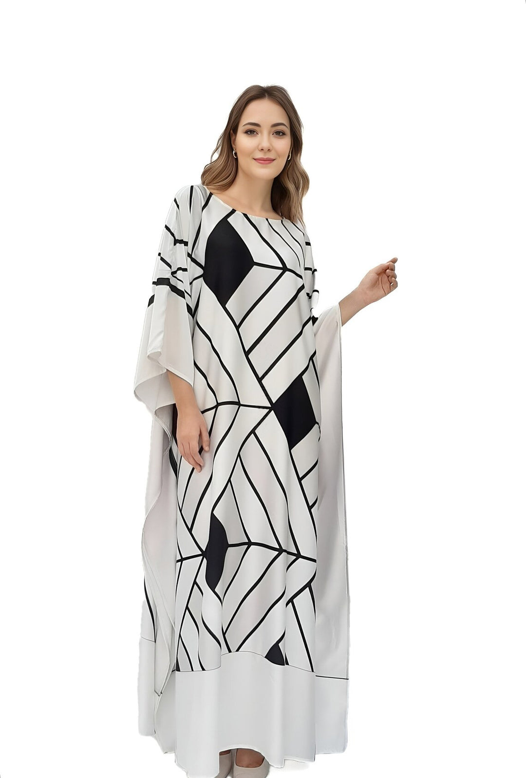 Women's White Satin Kaftans - BlackBeads