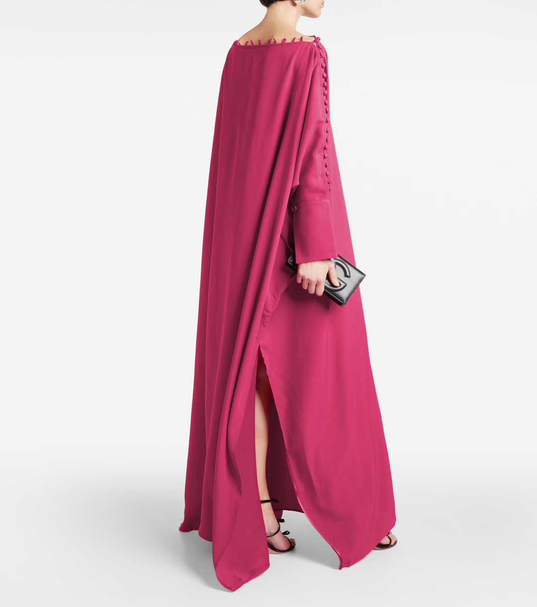 Women's Magenta Premium Fluid Crepe Kaftan - BlackBeads