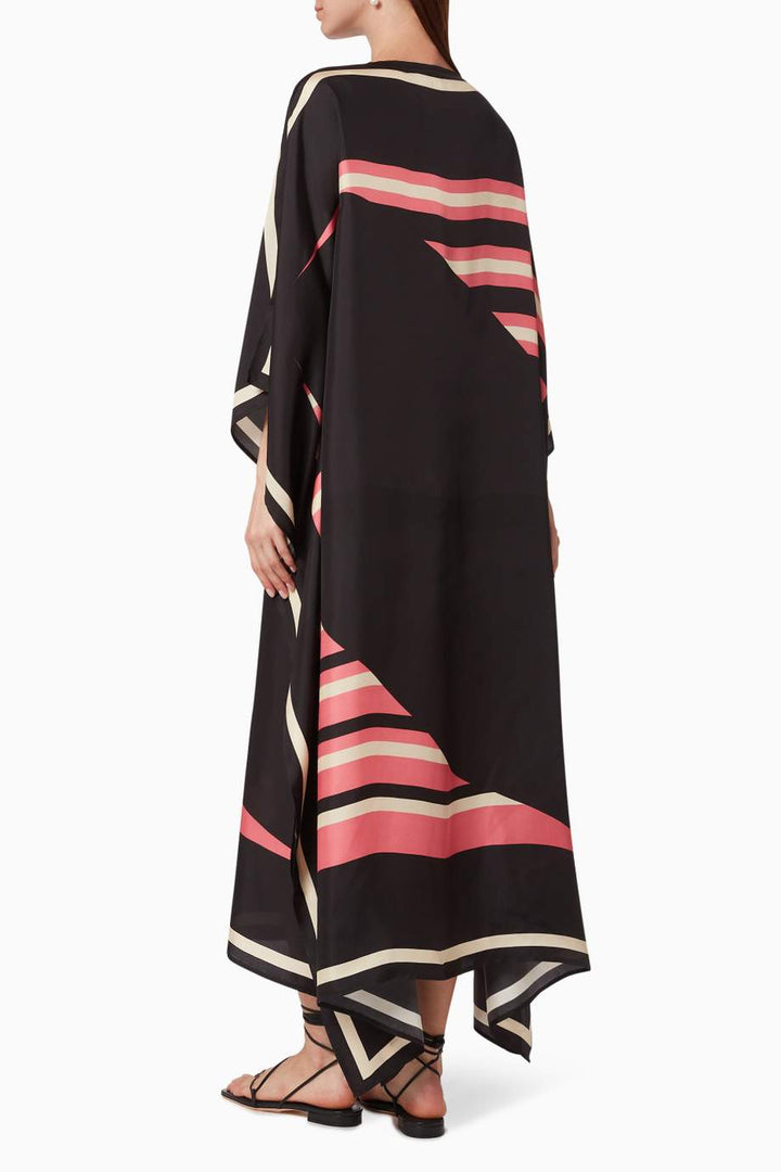 Women's Soft Silk Crepe Kaftans - Black beads