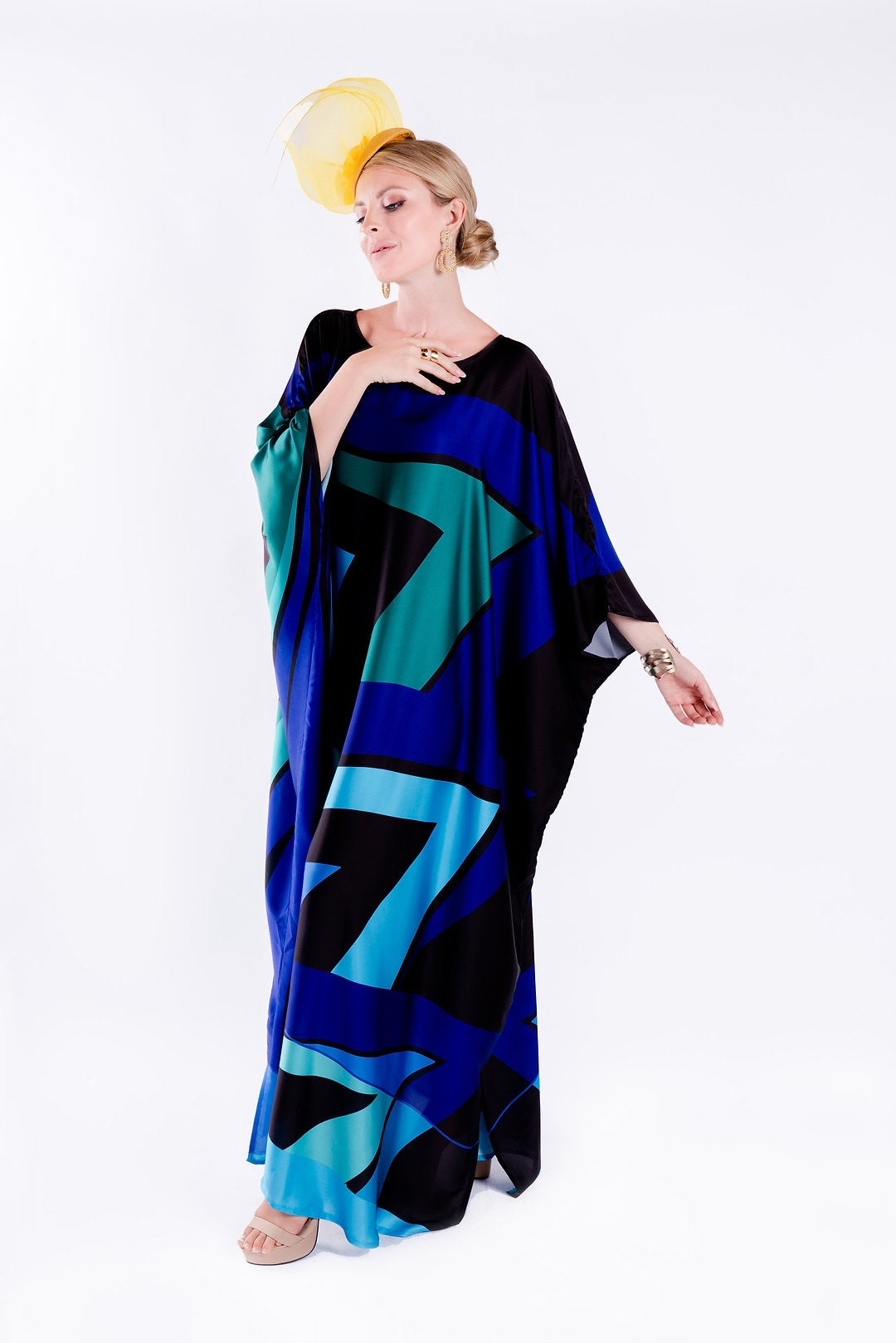 Women's Satin Silk Kaftans - BlackBeads