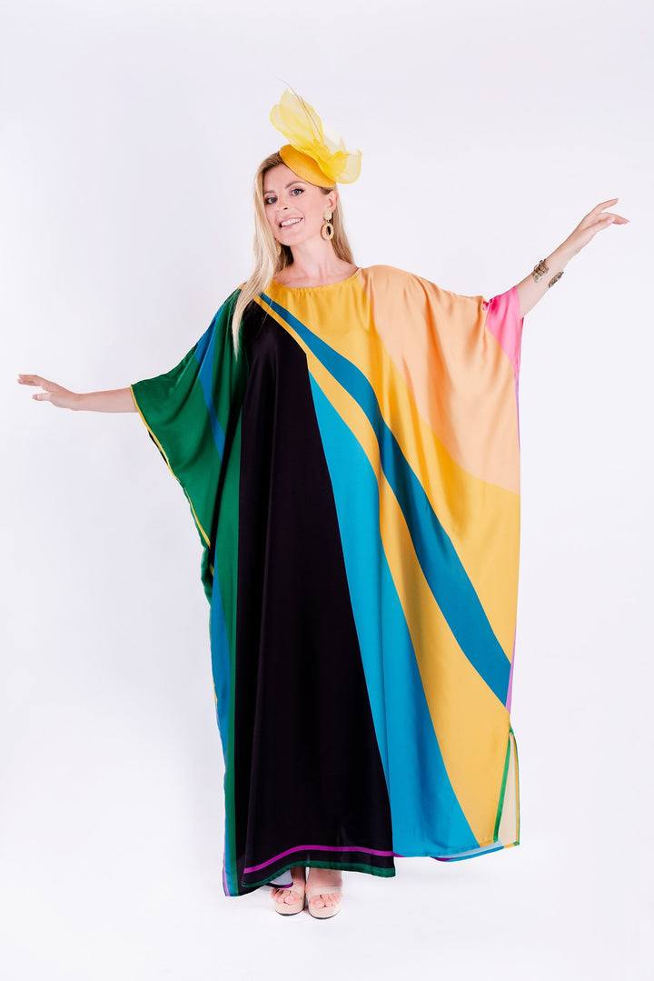 Women's Satin Silk Kaftans - BlackBeads