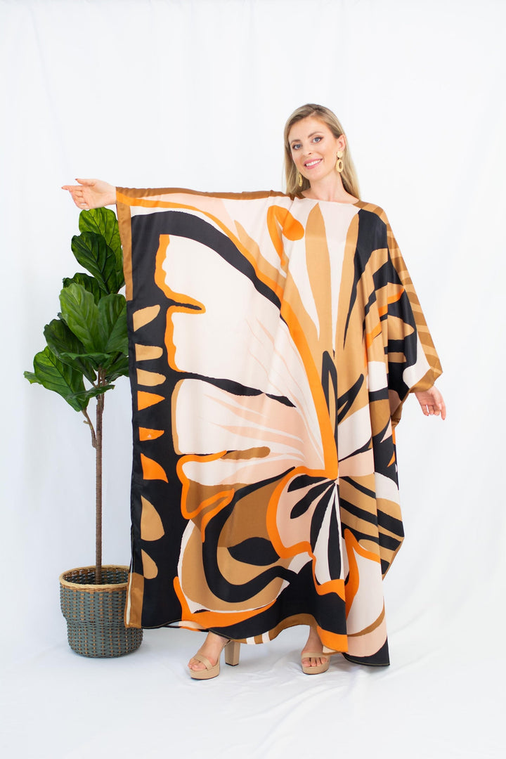 Women's Satin Silk Kaftans - BlackBeads