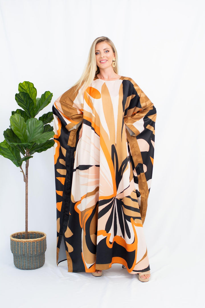 Women's Satin Silk Kaftans - BlackBeads