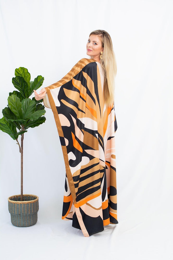 Women's Satin Silk Kaftans - BlackBeads