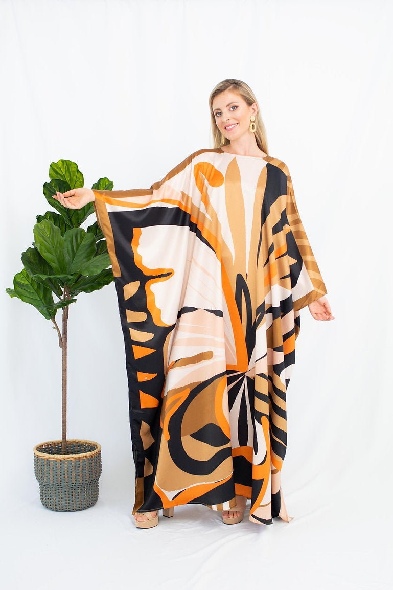 Women's Satin Silk Kaftans - BlackBeads