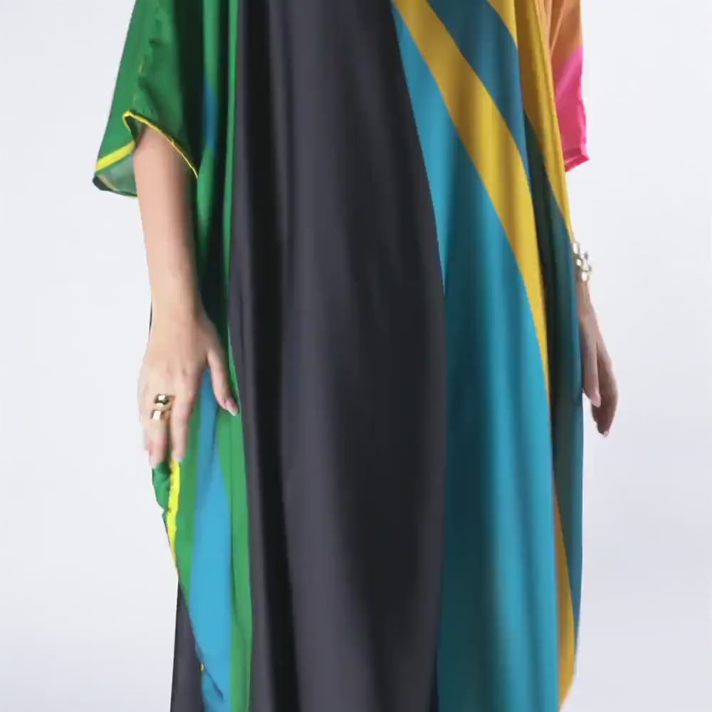 Women's Satin Silk Kaftans - BlackBeads