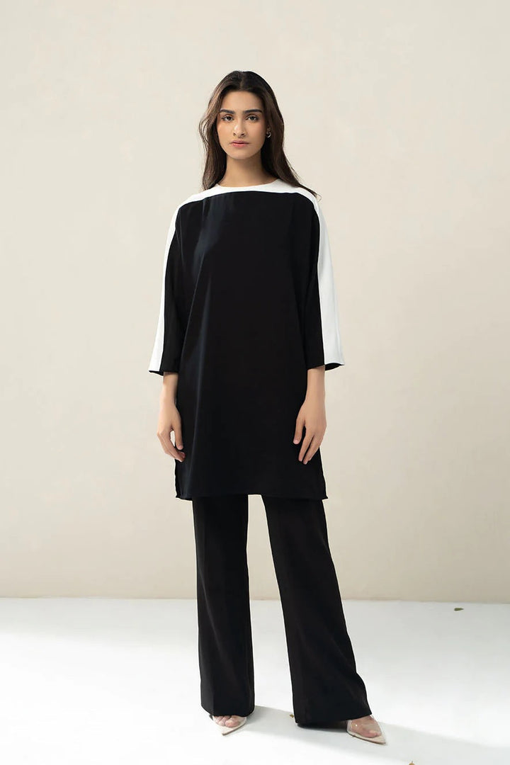 Monochrome Black & White Rayon Top and Pant