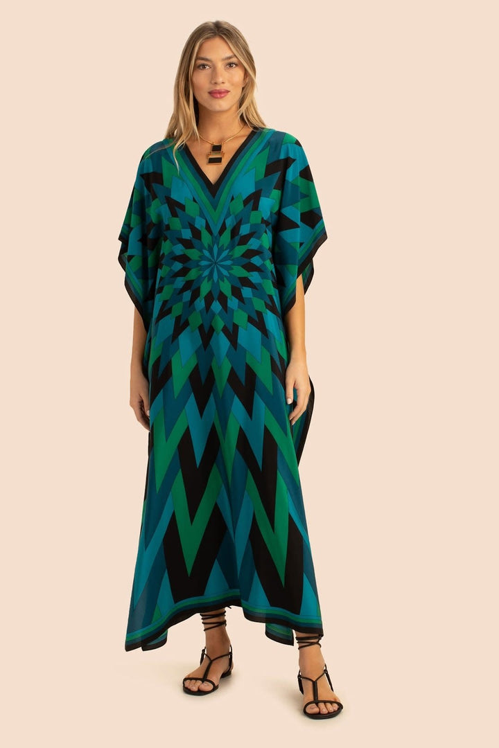 Green Illusions Silk Crepe Kaftan