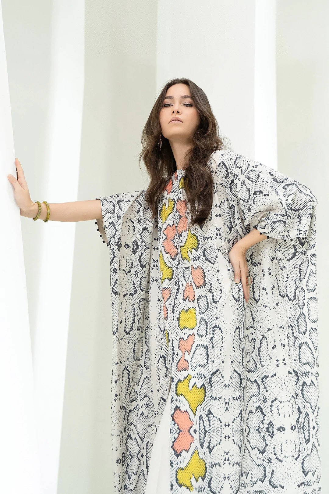 Bold Cheetah Print Satin Silk Kaftan