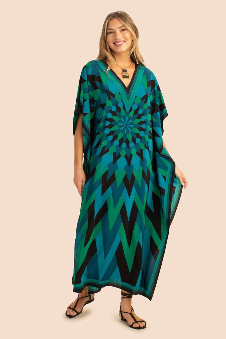 Green Illusions Silk Crepe Kaftan