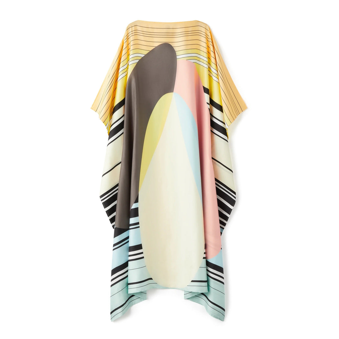 Geometric Print Satin Silk Kaftan