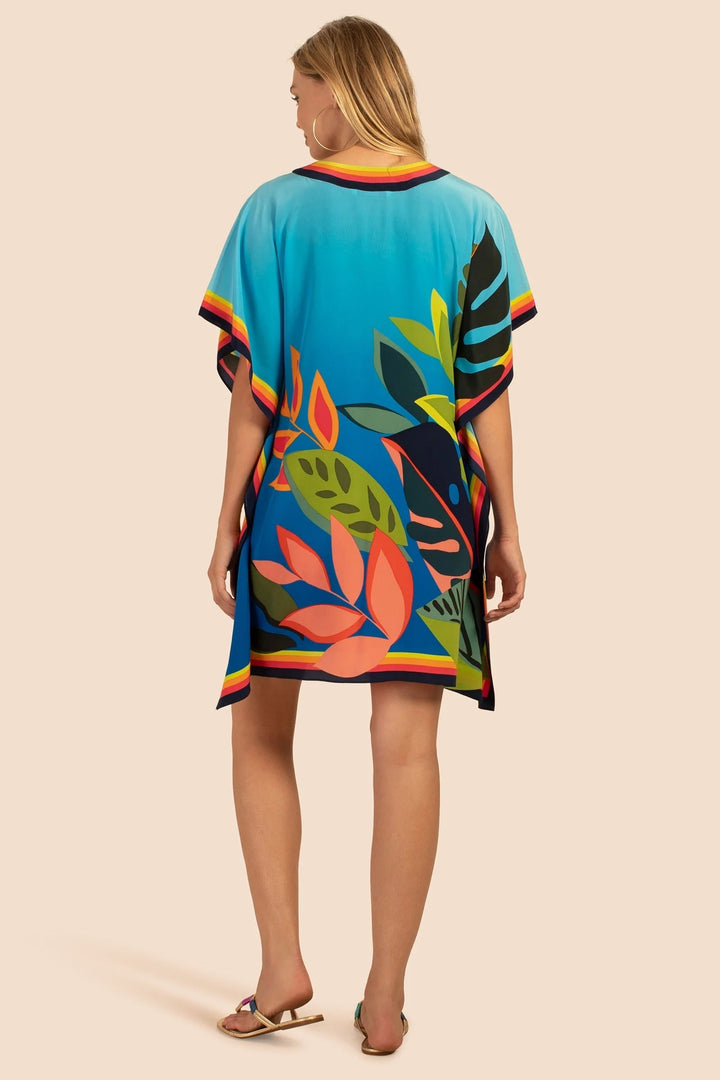 Aquarium Blue Silk Crepe Short Kaftan