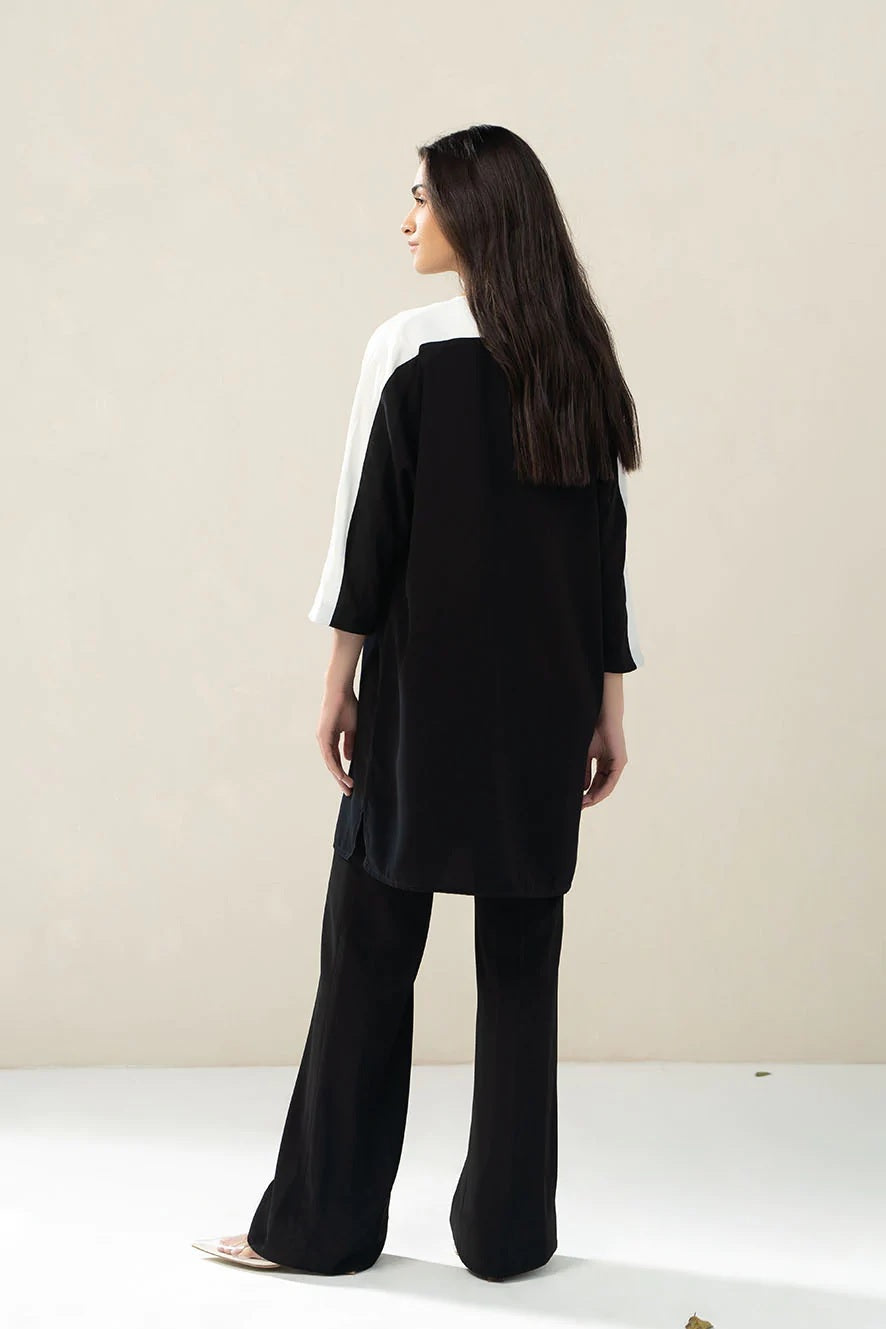 Monochrome Black & White Rayon Top and Pant