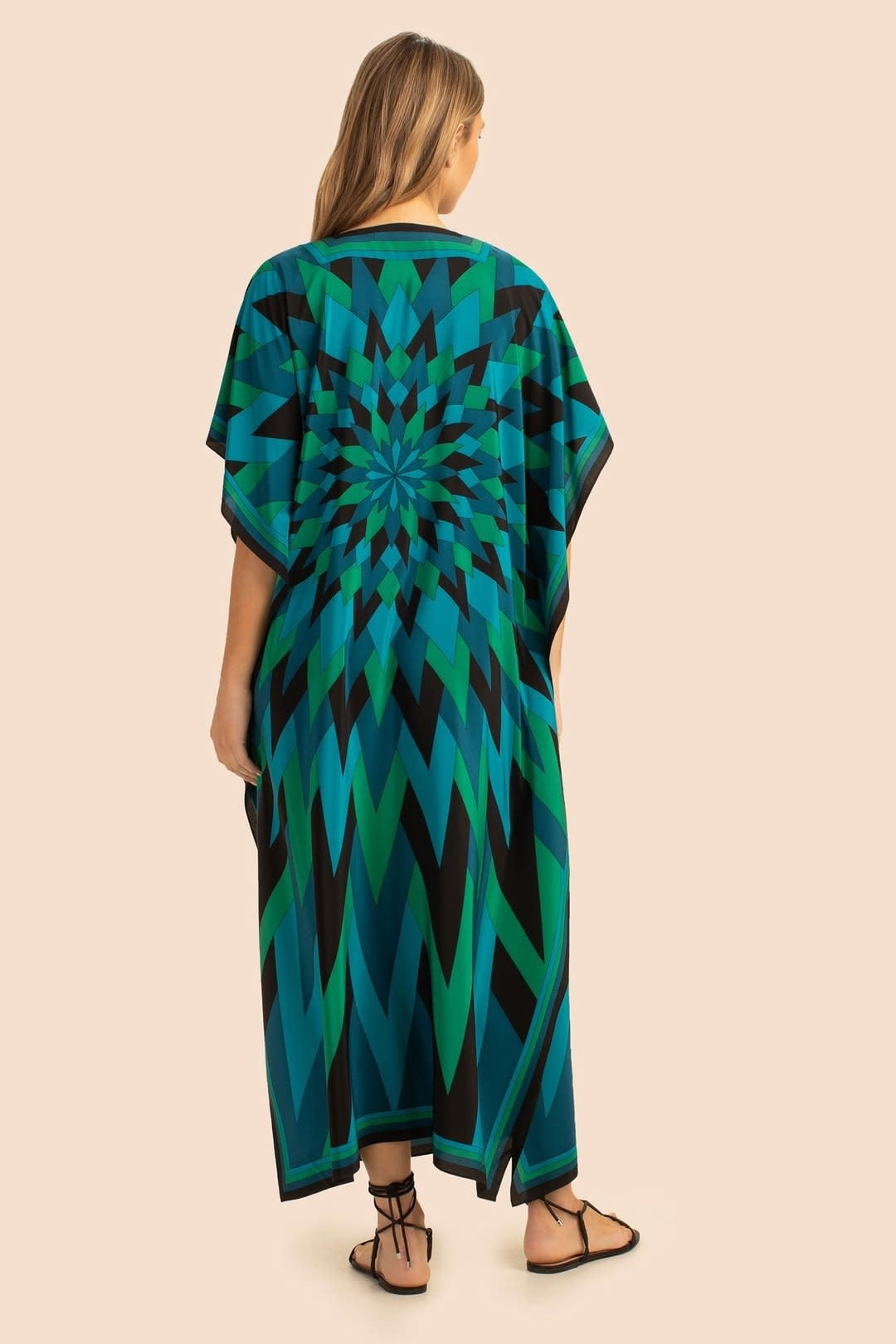 Green Illusions Silk Crepe Kaftan