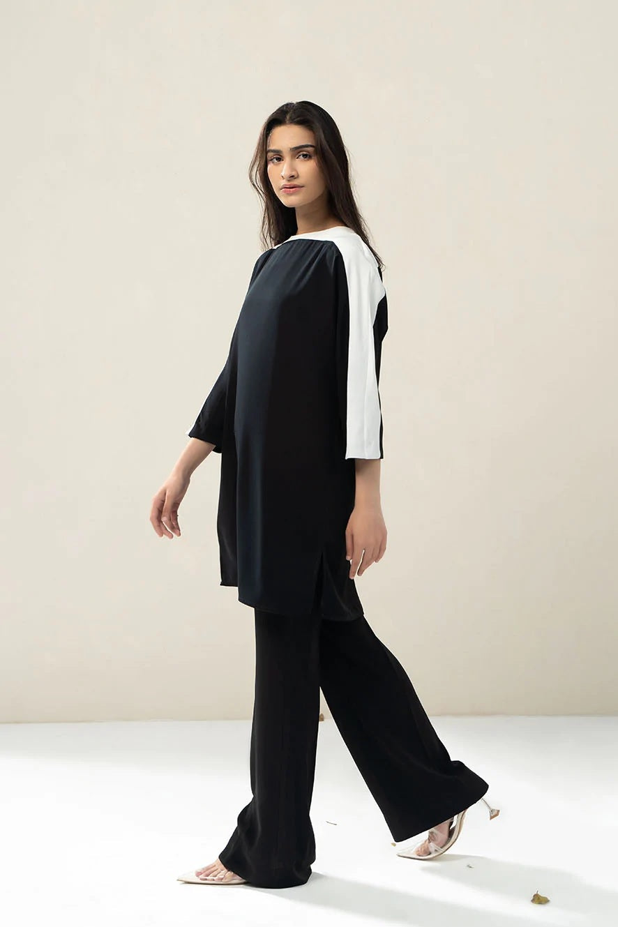 Monochrome Black & White Rayon Top and Pant