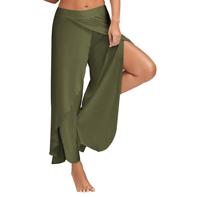 Women’s Wide Slit Pants - Blackbeads