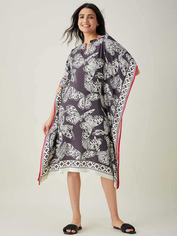 Women's Monochrome Flutter Modal Kaftan  - The Kaftan Company