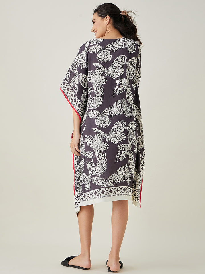 Women's Monochrome Flutter Modal Kaftan  - The Kaftan Company