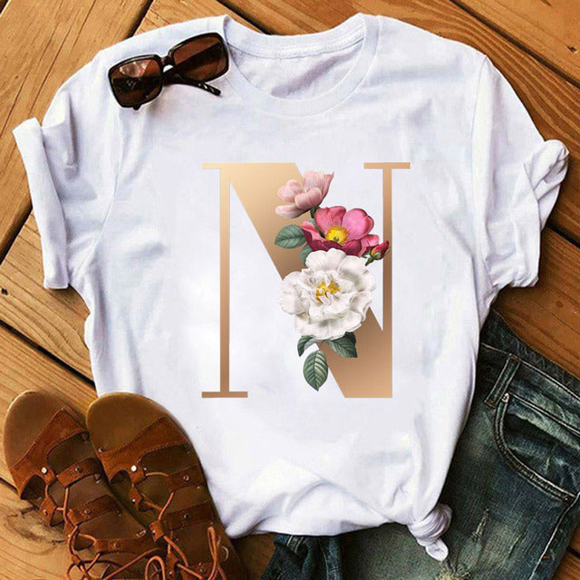 Women’s Custom Name letter combination Casual T-shirt